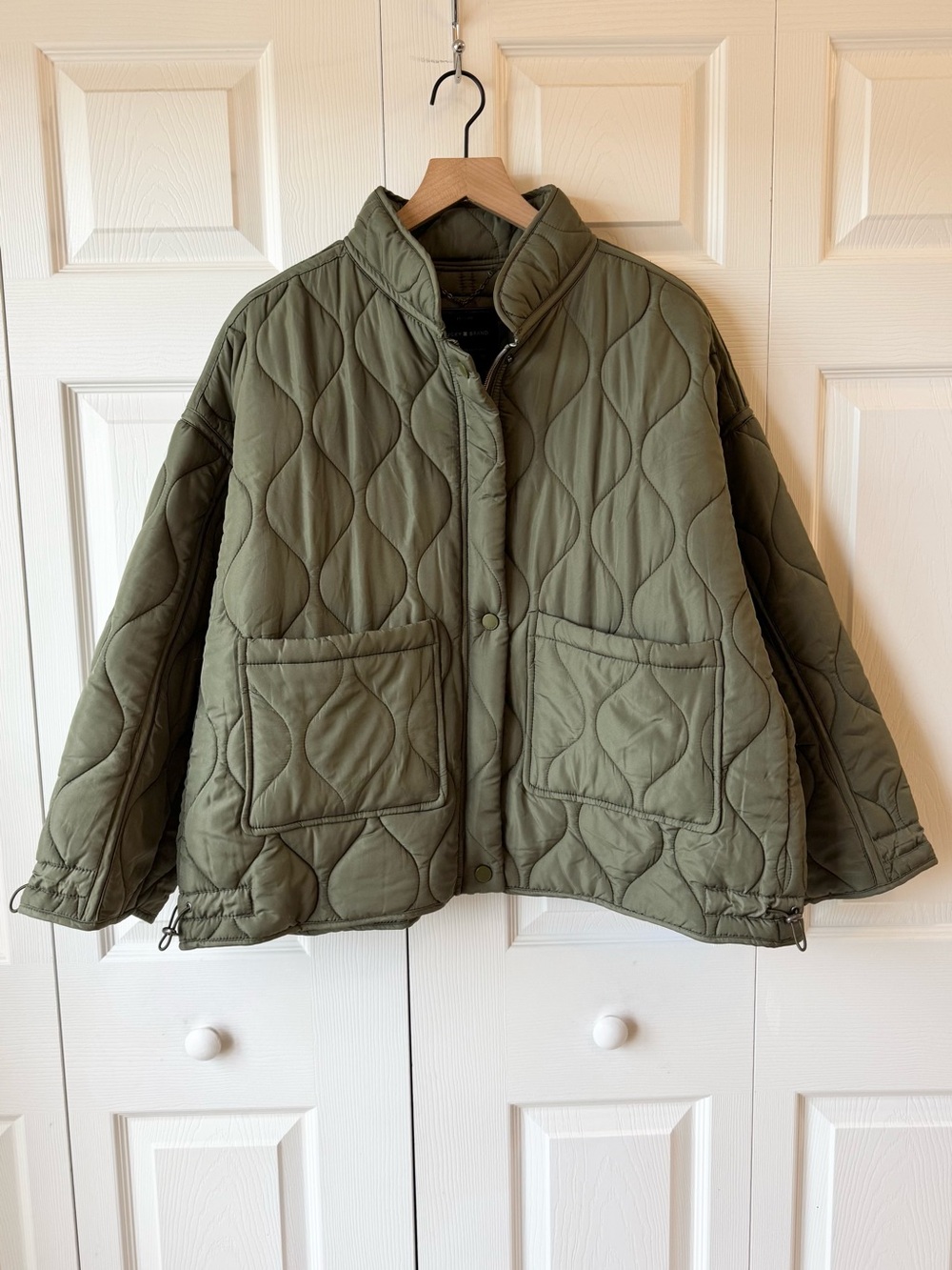 Lucky Brand Boxy Quilted Barn Chore Jacket Size XXL Green Oversize Boho Outdoor